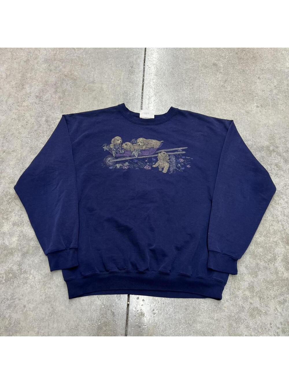 vintage northern reflections puppy dog nature animal navy crewneck size large
